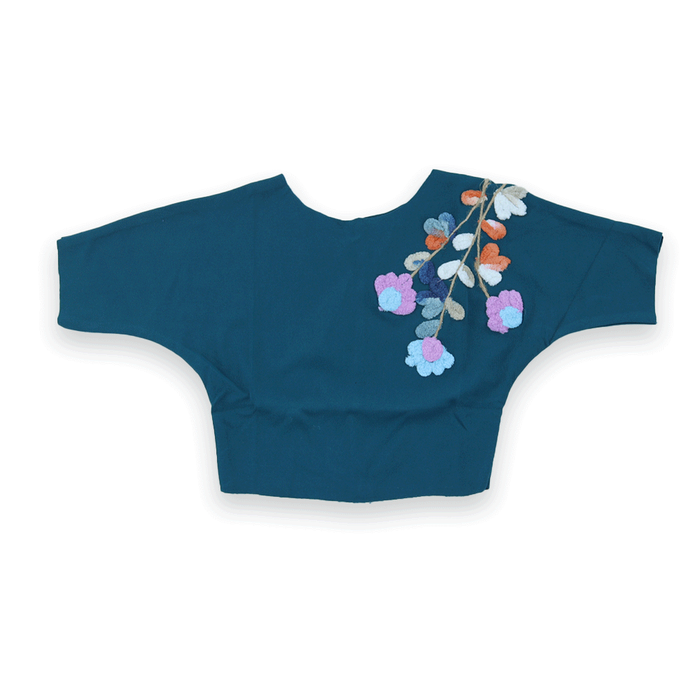 Western Fashion Embroidery Flower Retro Crop Top