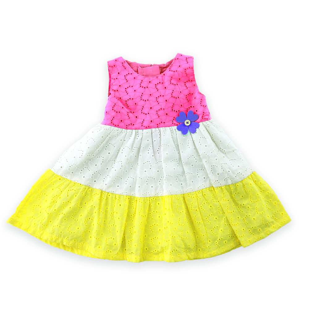 Sleeve Less Multi Colour Frock For Girls