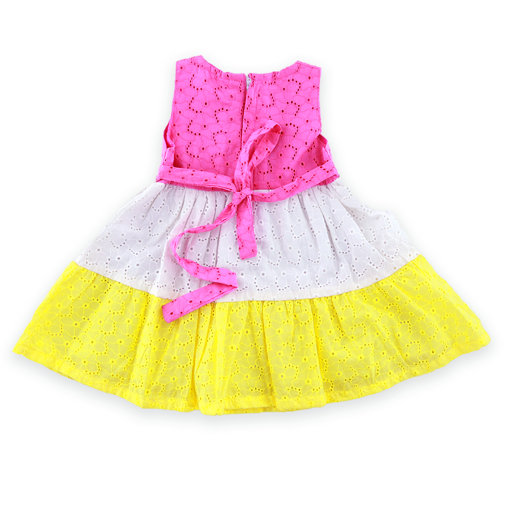 Sleeve Less Multi Colour Frock For Girls