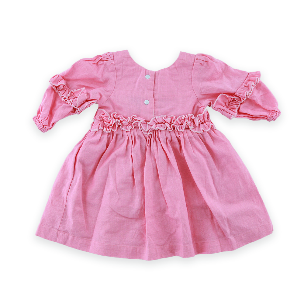 Fashionable Cotton Woven Frock - Pink