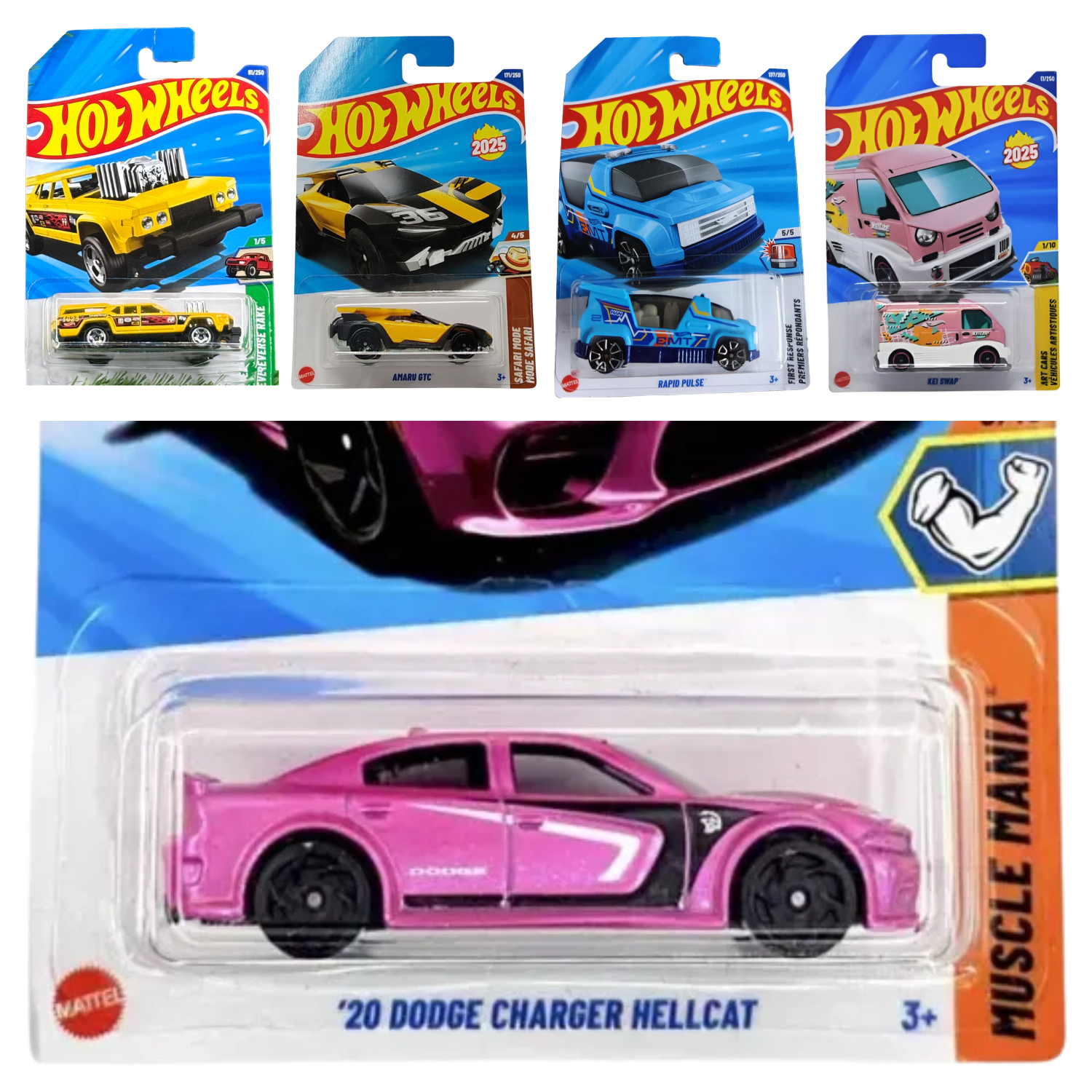 Hot Wheels Combo Pack of 5 - 20 DODGE CHARGER HELLCAT