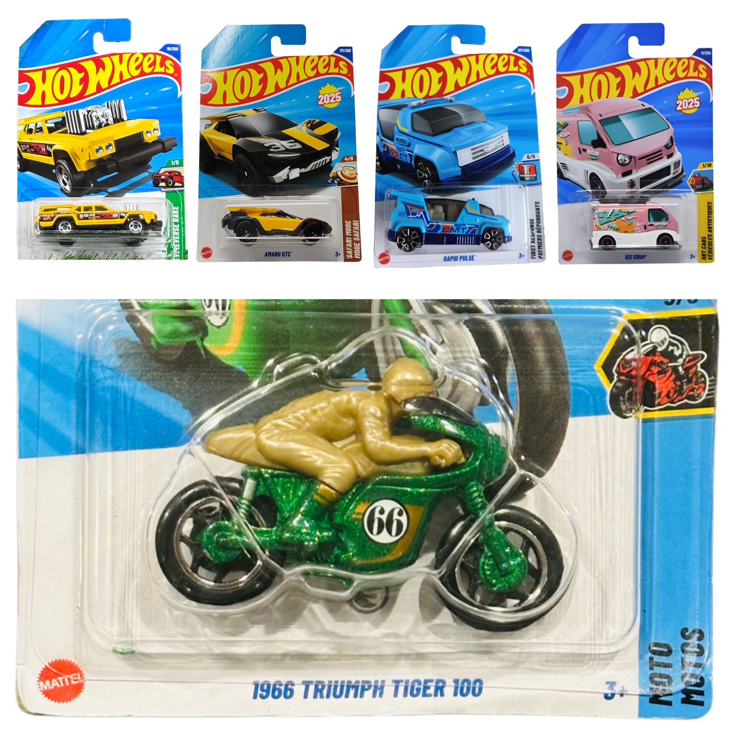 Hot Wheels Combo Pack of 5 - 1966 TRIUMPH TIGER 100
