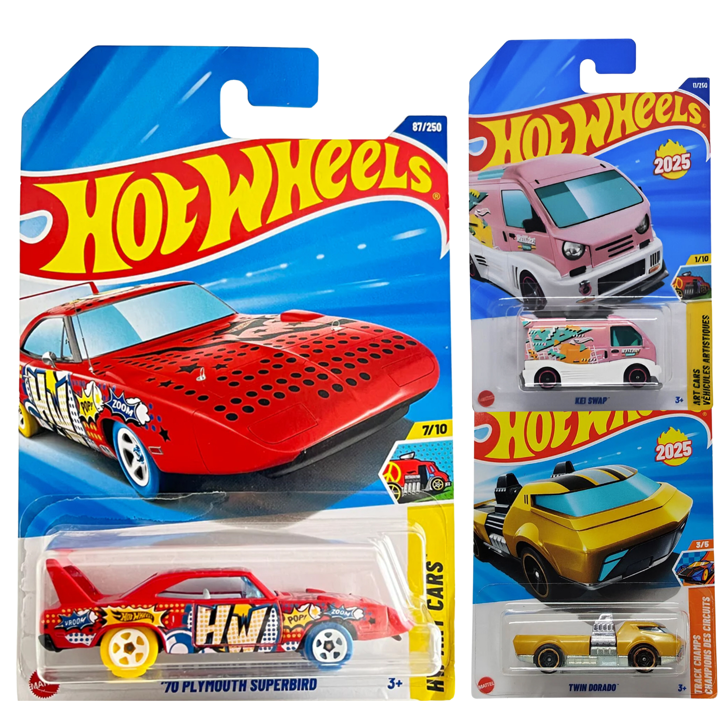 Hot Wheels Combo Pack of 3 - 70 PLYMOUTH SUPERBIRD