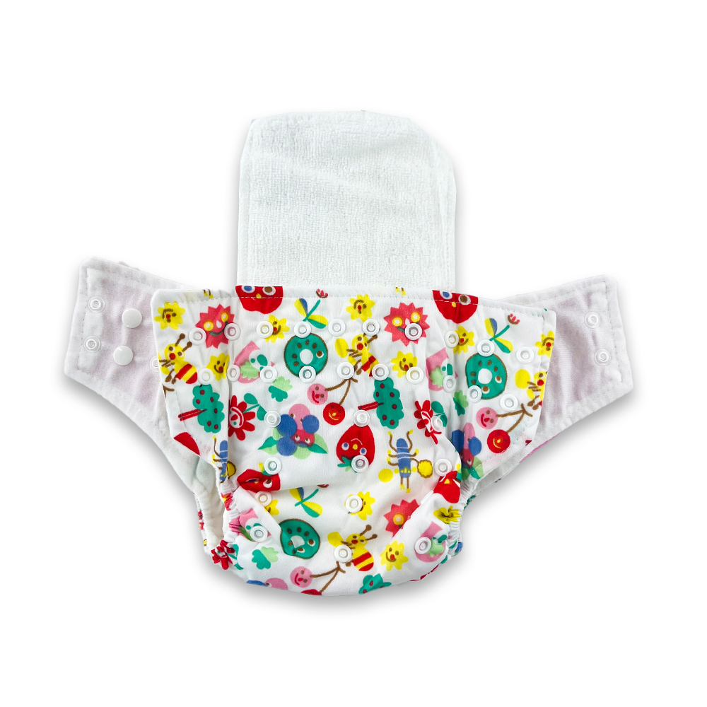 Washable Baby Printed Diaper  Reusable, Adjustable Size, Waterproof with inserts