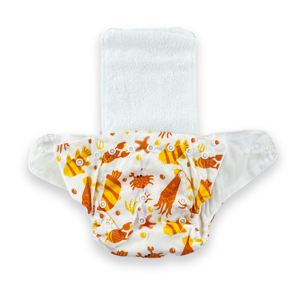 Washable Baby Printed Diaper  Reusable, Adjustable Size, Waterproof with inserts