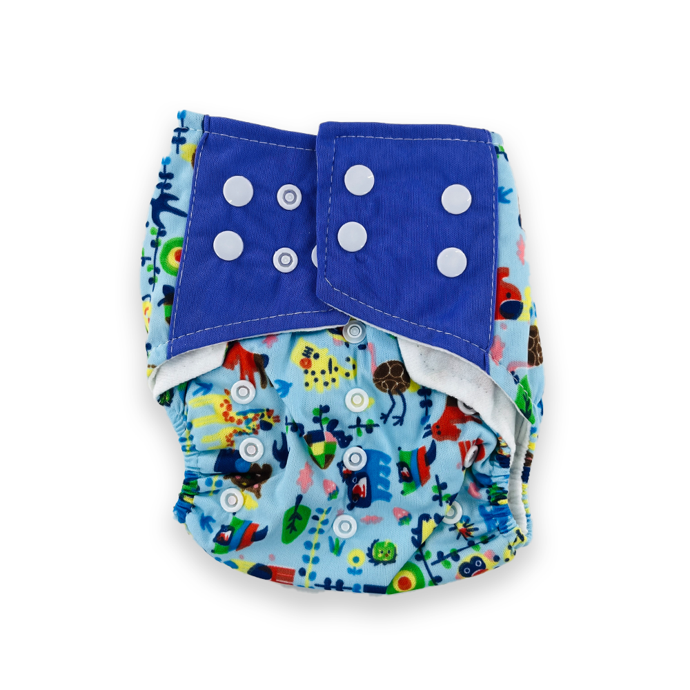 Washable Baby Printed Diaper  Reusable, Adjustable Size, Waterproof with inserts