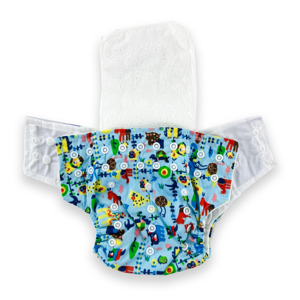 Washable Baby Printed Diaper  Reusable, Adjustable Size, Waterproof with inserts