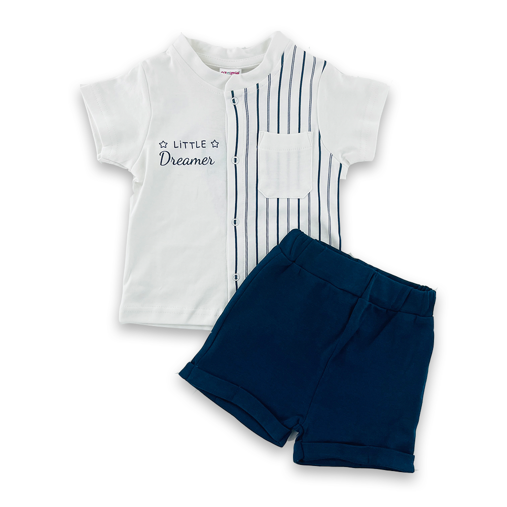 T-shirt and Short Set for  baby boy ( White and Blue )