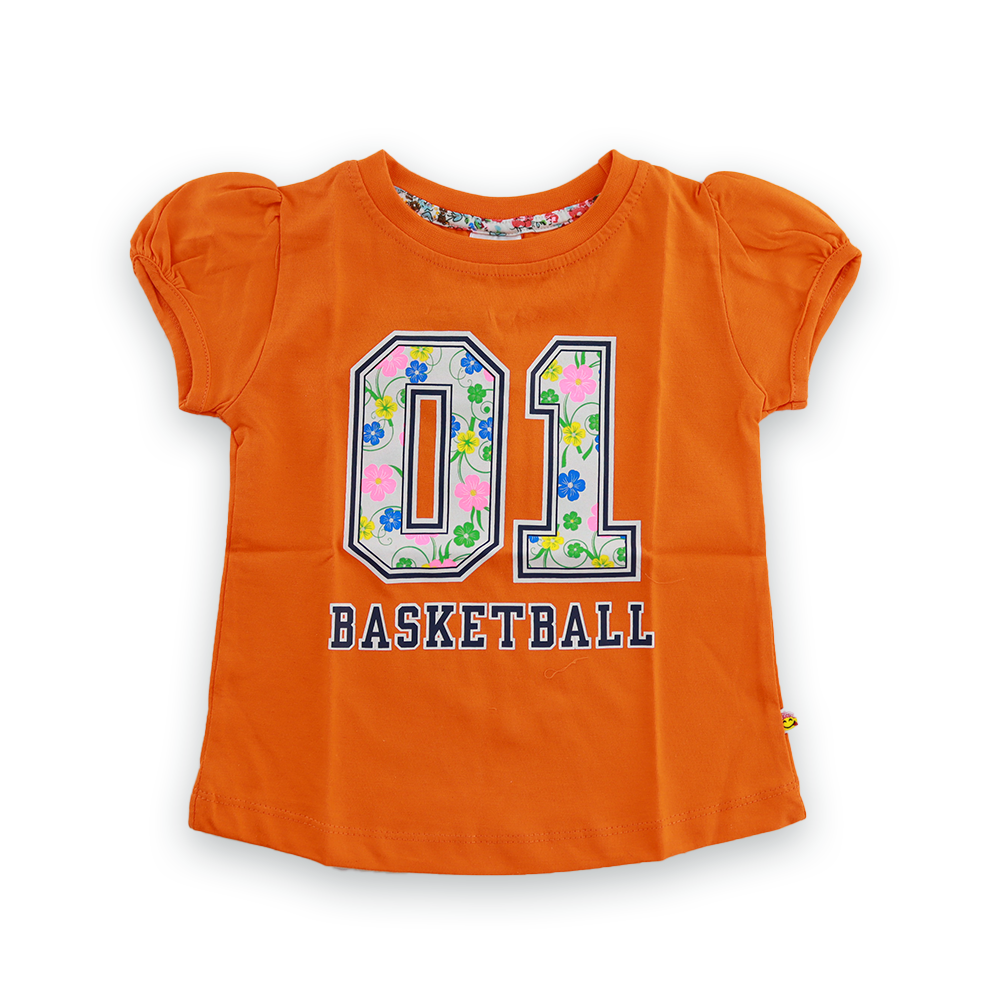 Cotton Printed Round Neck Half Sleeve T-shirt for Girls
