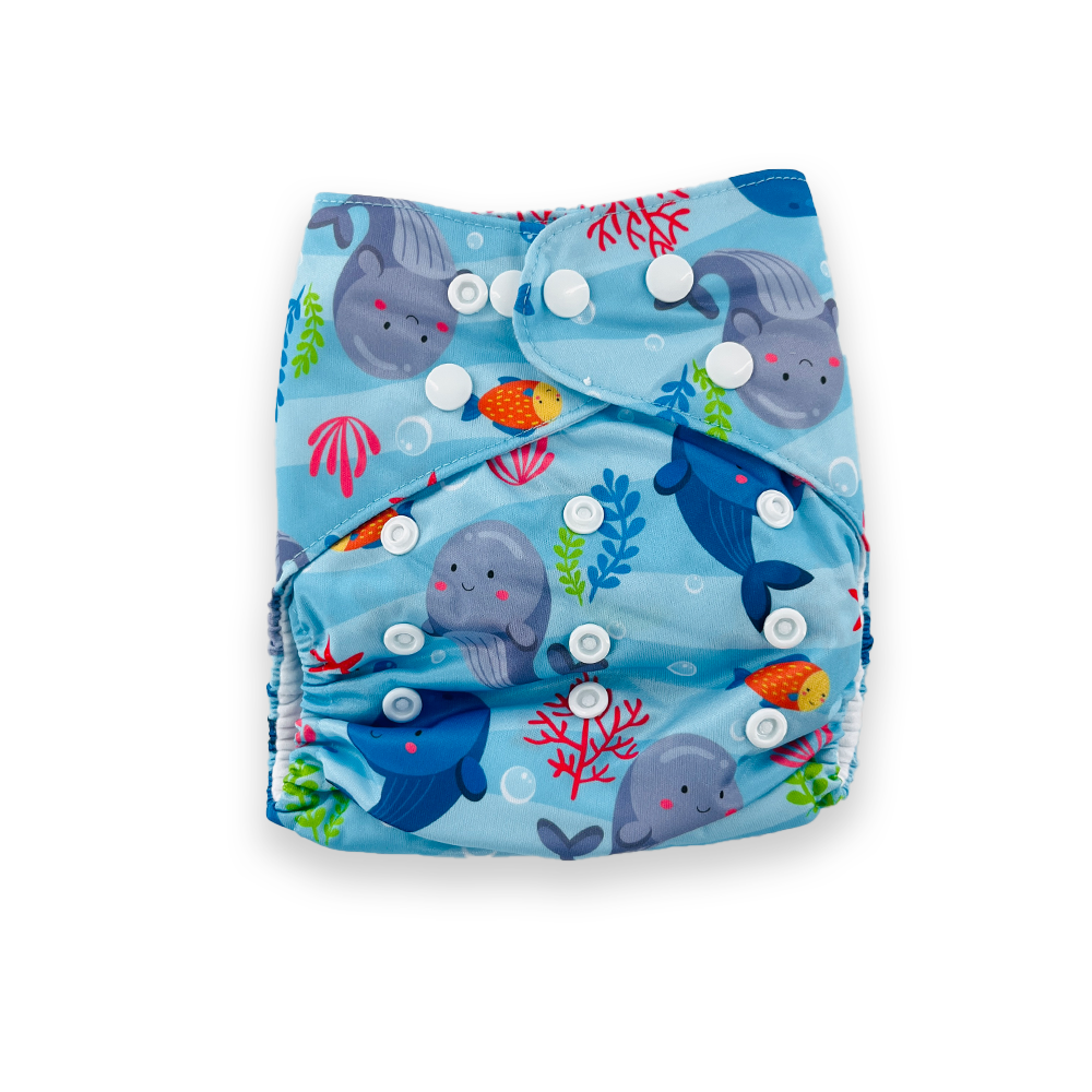 Sunnozy Washable Baby Printed Diaper  Reusable, Adjustable Size, Waterproof with inserts