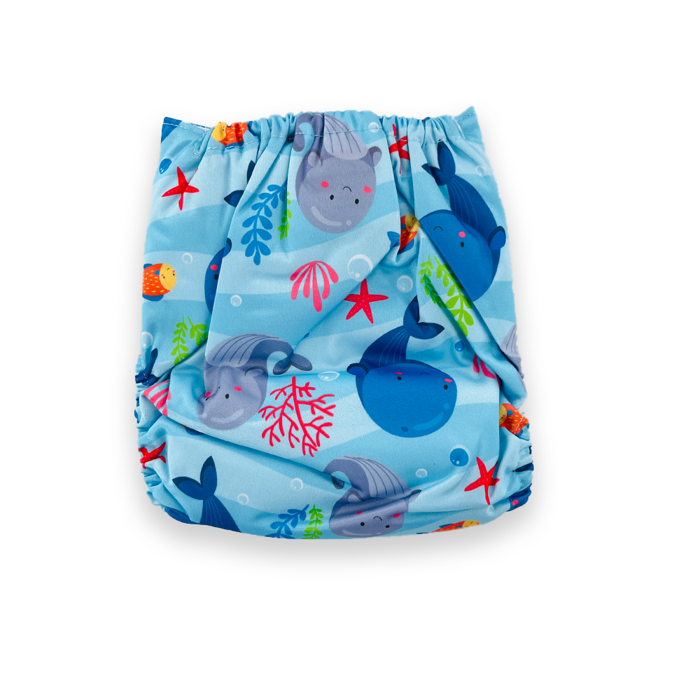 Sunnozy Washable Baby Printed Diaper  Reusable, Adjustable Size, Waterproof with inserts