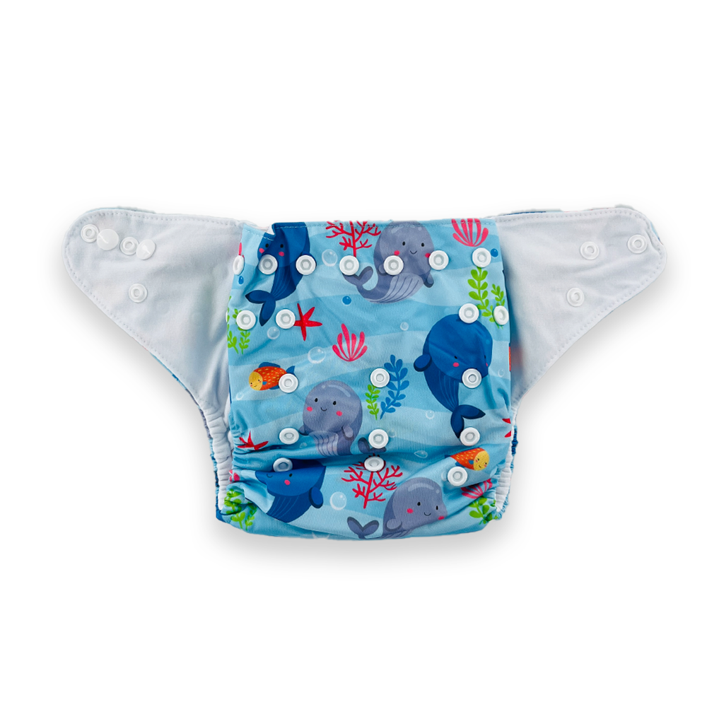 Sunnozy Washable Baby Printed Diaper  Reusable, Adjustable Size, Waterproof with inserts