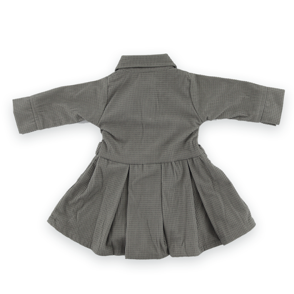 Girls Long Sleeved Double Pocket and Pleat Collard Mid Weight Shirt Dress