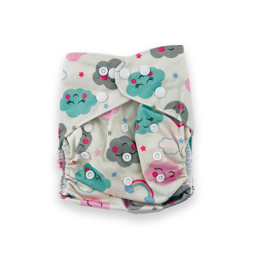 Sunnozy Washable Baby Printed Diaper  Reusable, Adjustable Size, Waterproof with inserts