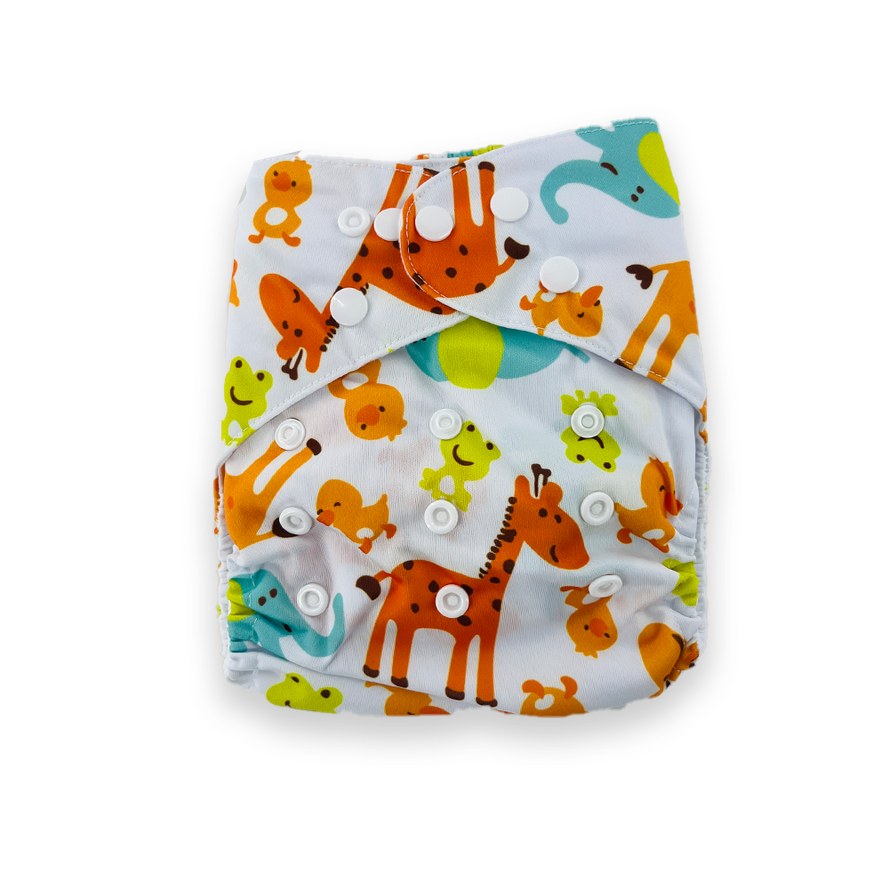 Sunnozy Washable Baby Printed Diaper  Reusable, Adjustable Size, Waterproof with inserts