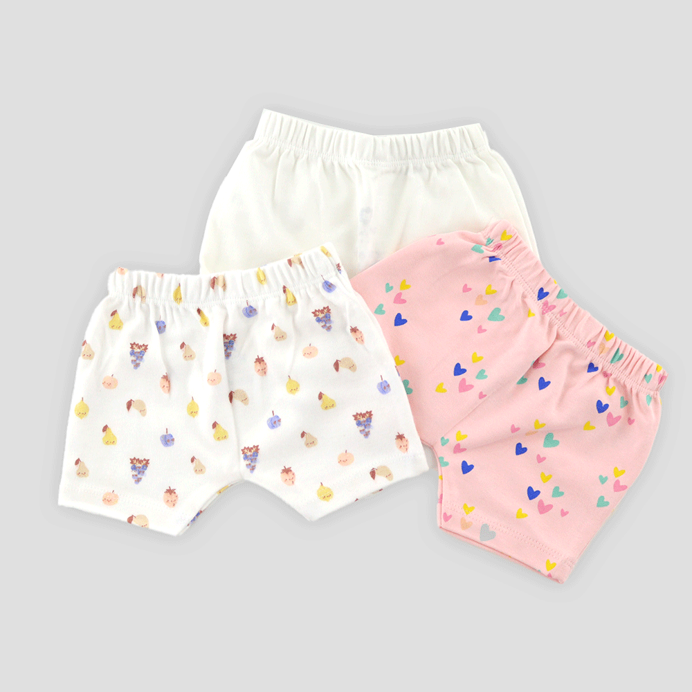 100% Organic Cotton Unisex Baby Shorts 3pcs Combo