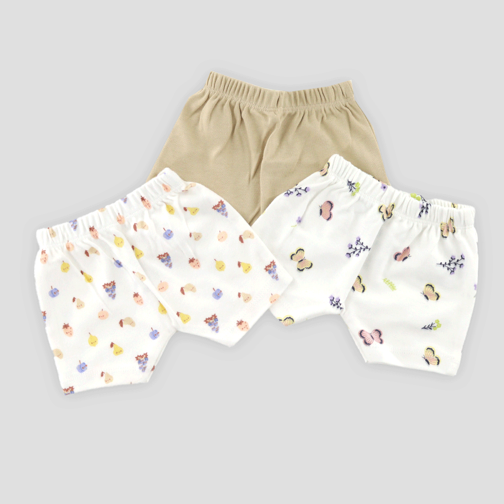 100% Organic Cotton Unisex Baby Shorts 3pcs Combo