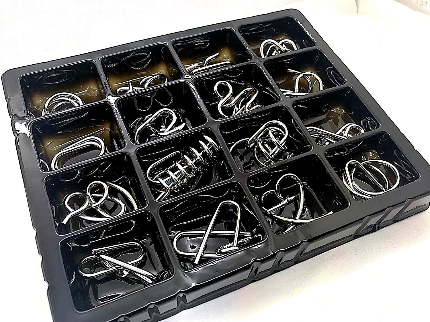 16 in 1 Metal Puzzles Brain Teaser Challenge Set IQ Busters Intellectual Toy for Kids and Adult
