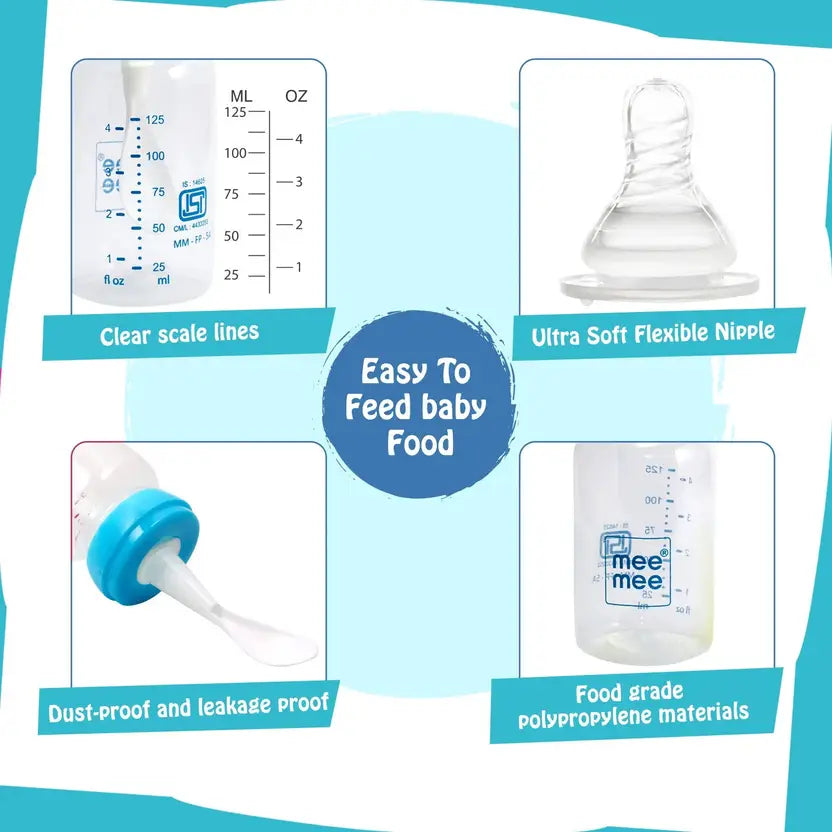 mee mee 2-in-1 Baby Bottle 4oz BPA Free Flexible Nipple for 3m+
