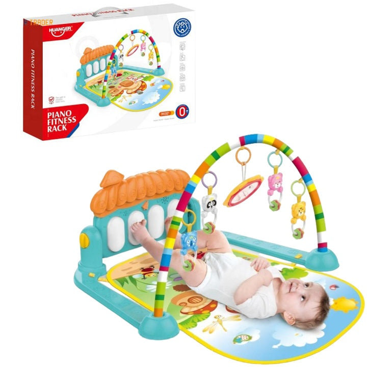 kidonex Kick & Play Baby Piano Gym Mat – Multicolor Activity Center with Hanging Toys & Music