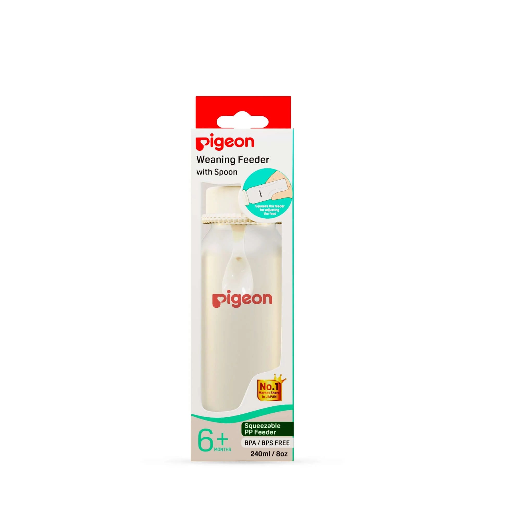 Pigeon Baby Weaning Feeder with Spoon, for 6+ Months, BPA Free