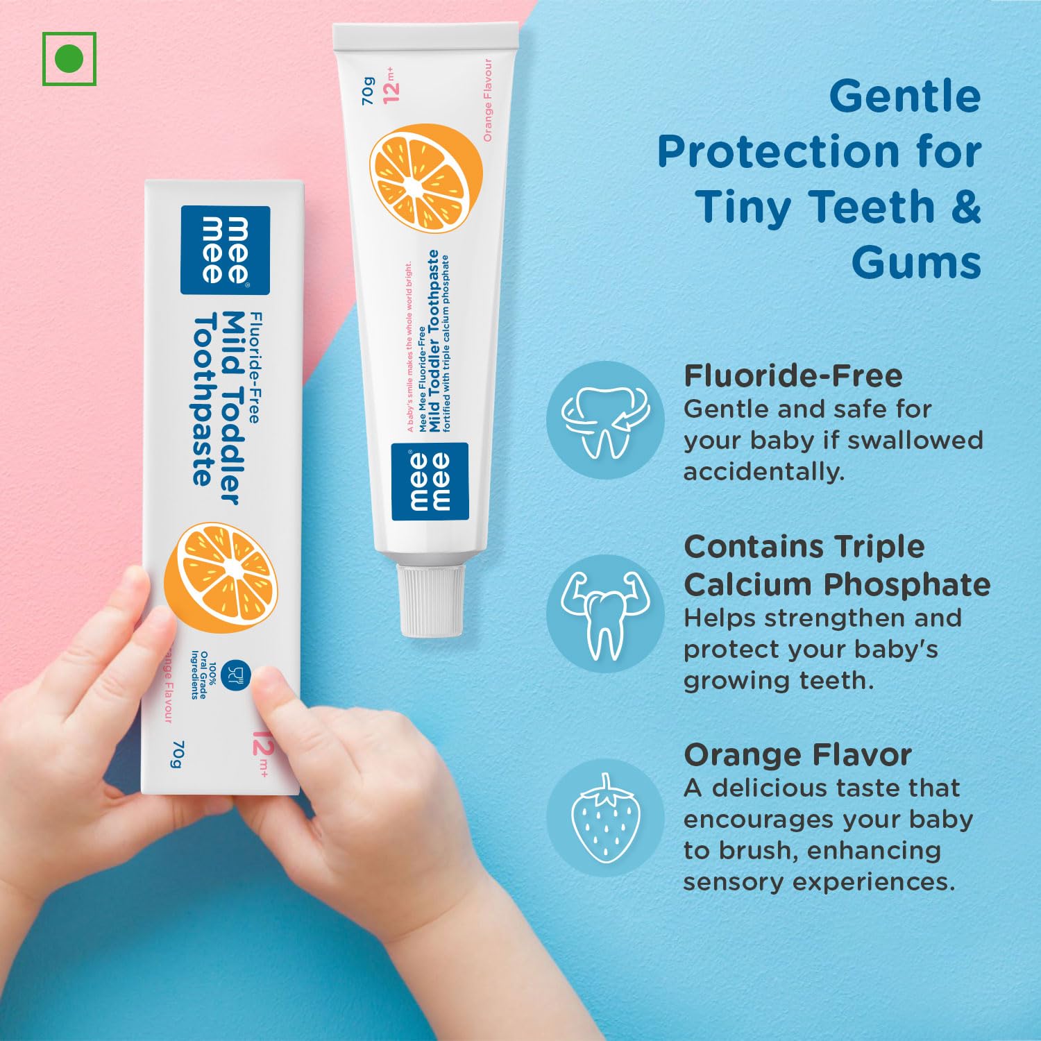 Mee Mee Fluoride-Free Toddler Toothpaste Orange Flavour 12m+ 70g