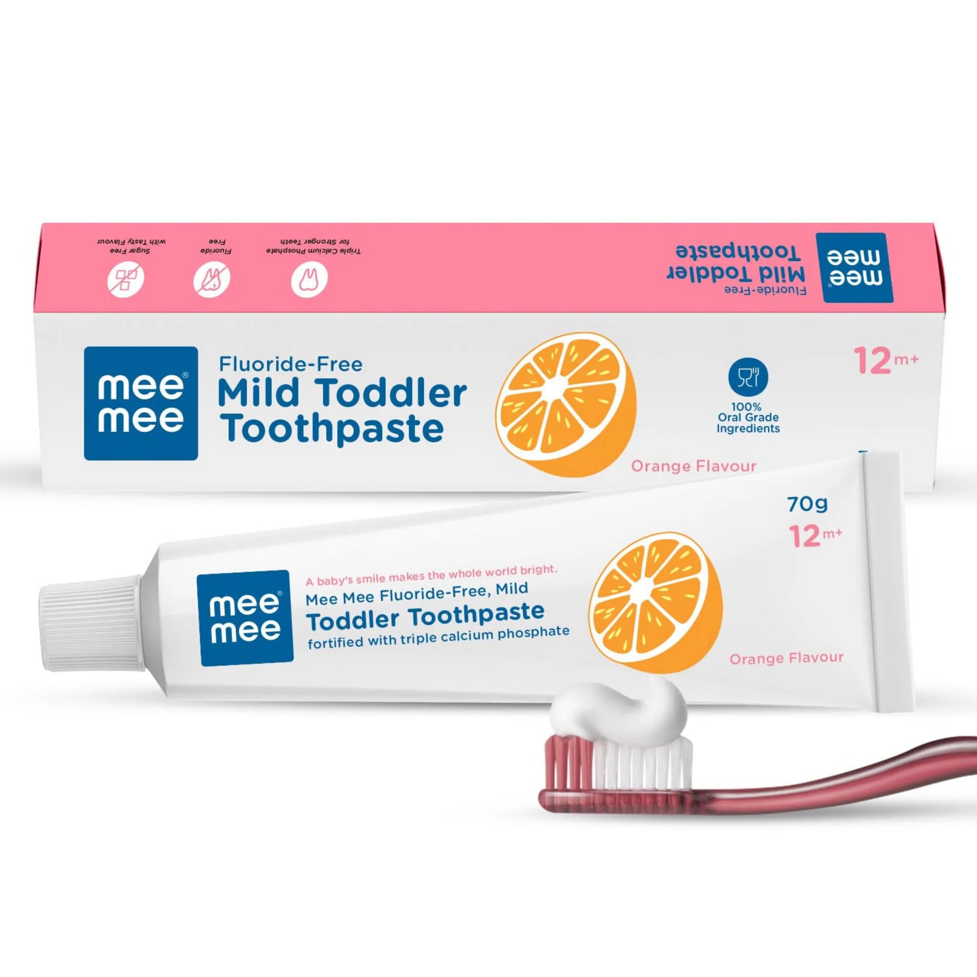 Mee Mee Fluoride-Free Toddler Toothpaste Orange Flavour 12m+ 70g