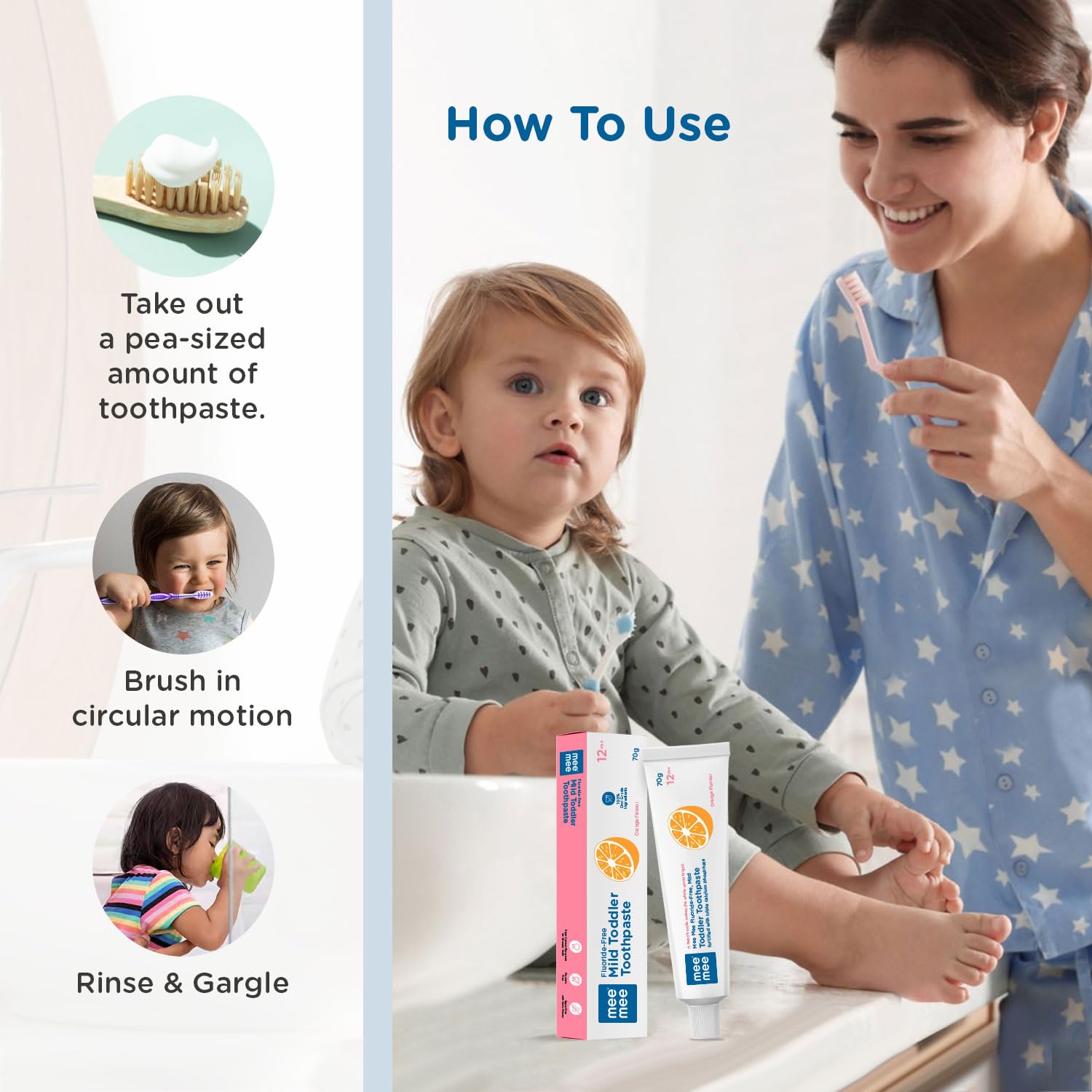 Mee Mee Fluoride-Free Toddler Toothpaste Orange Flavour 12m+ 70g