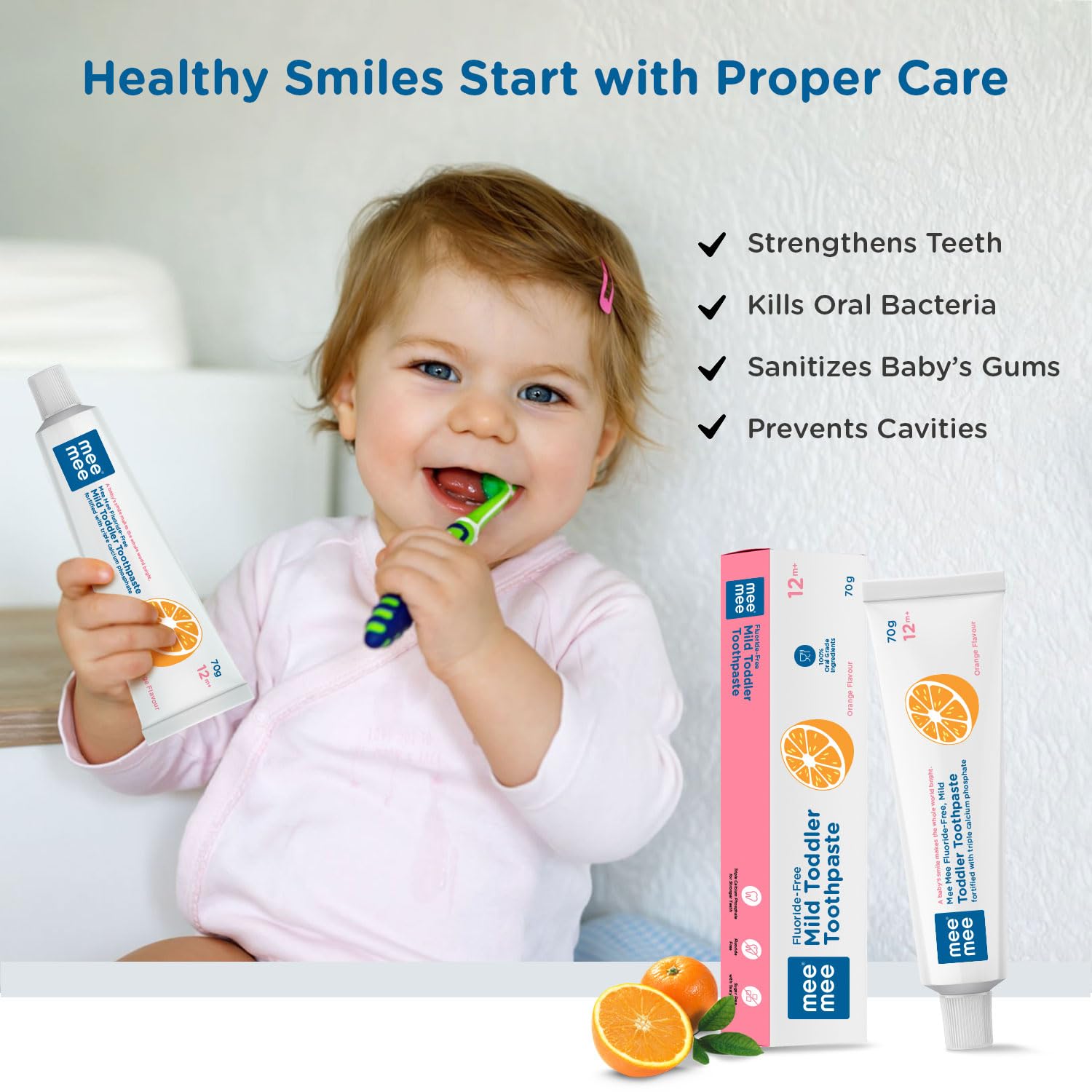 Mee Mee Fluoride-Free Toddler Toothpaste Orange Flavour 12m+ 70g