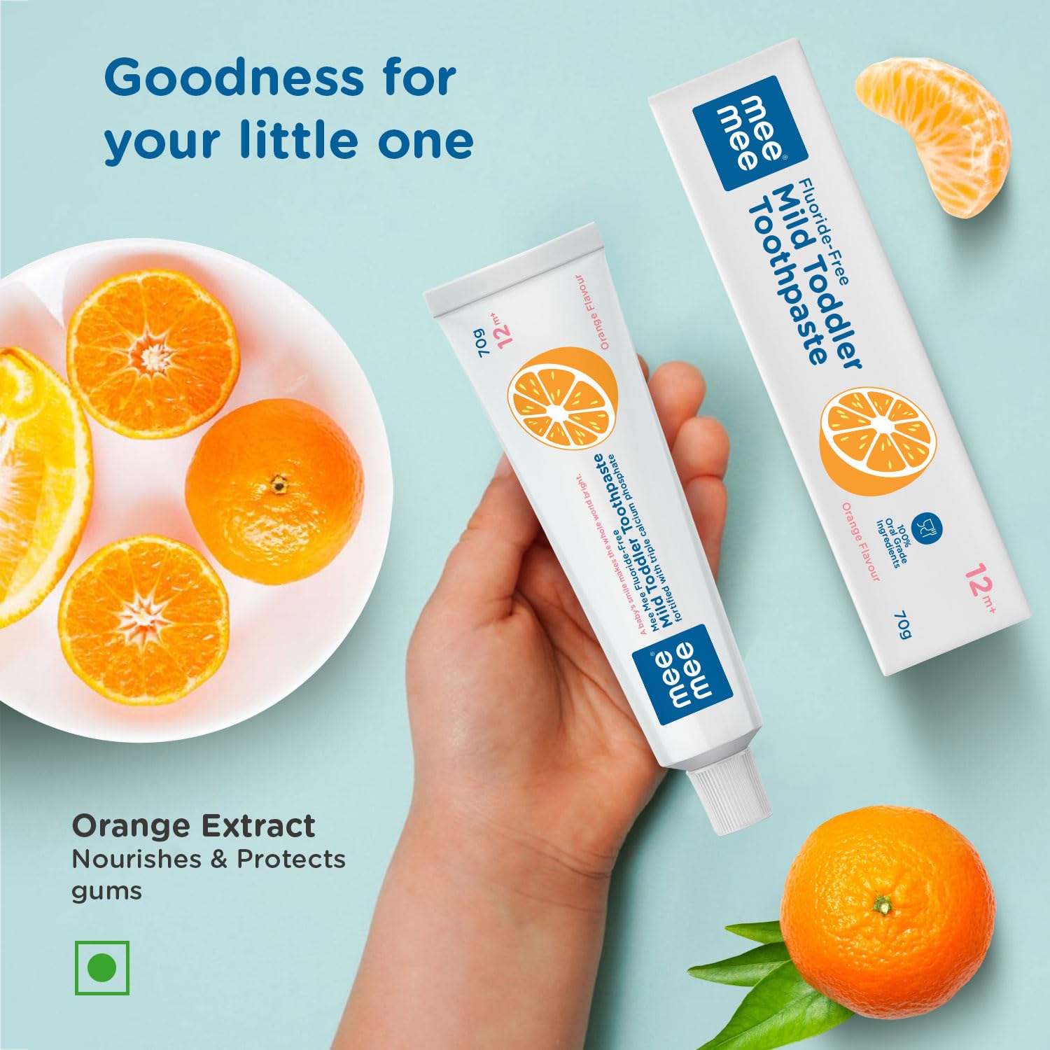 Mee Mee Fluoride-Free Toddler Toothpaste Orange Flavour 12m+ 70g