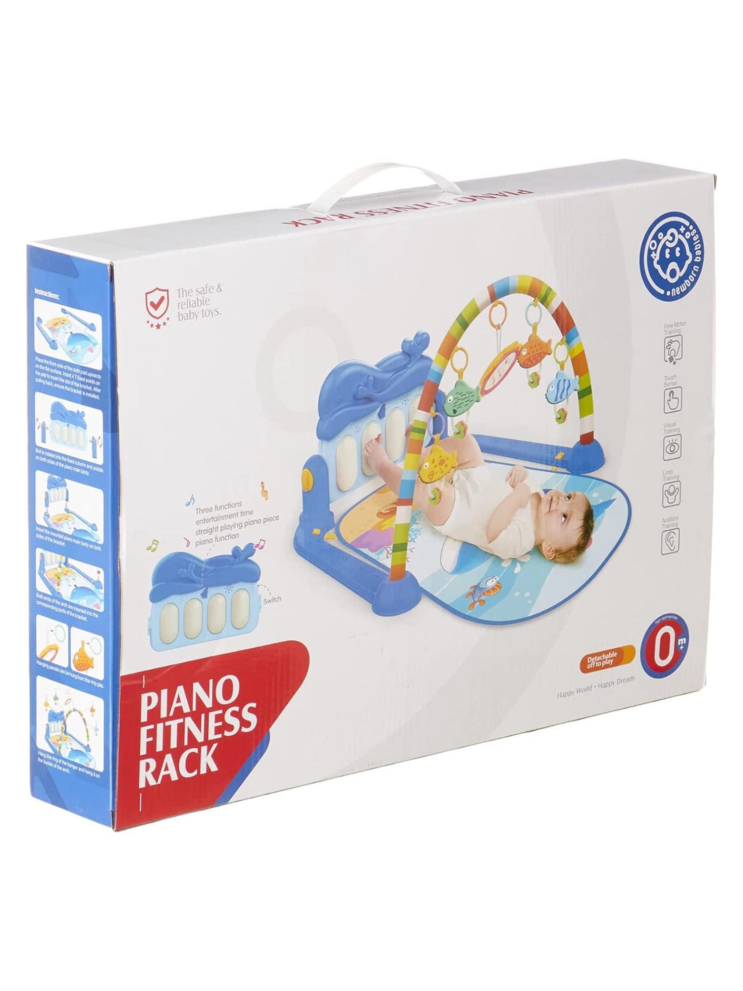 kidonex Baby Piano Fitness Rack Play Gym – Multi-Functional Activity Mat with Kick Piano & Hanging Toy