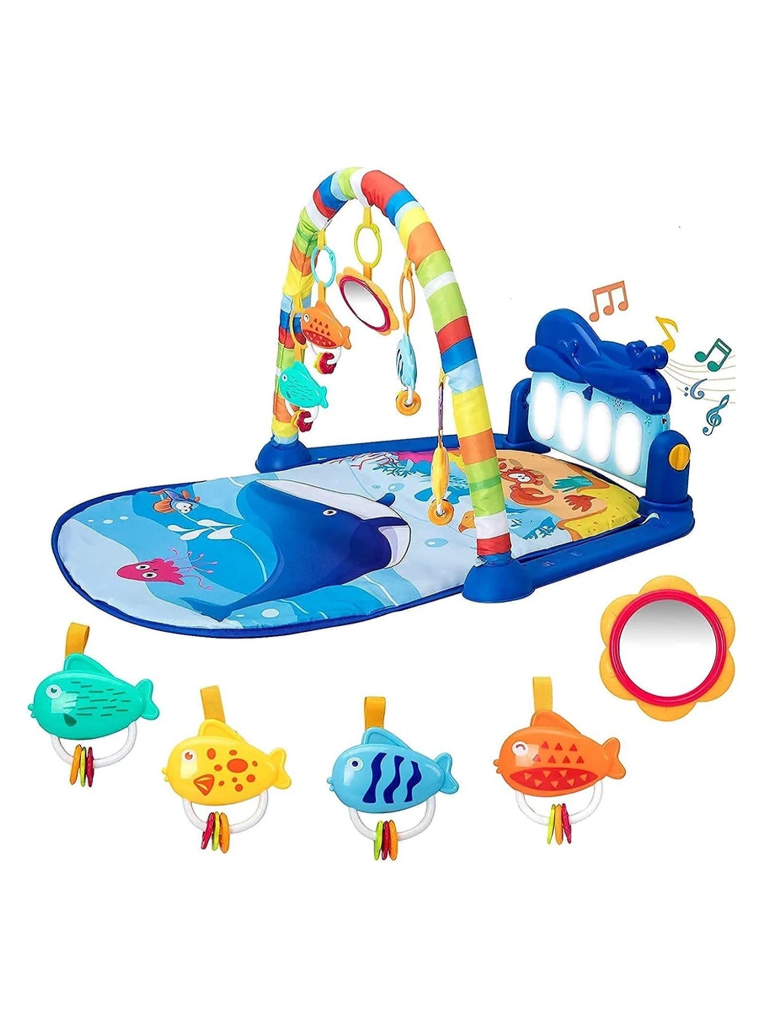 kidonex Baby Piano Fitness Rack Play Gym – Multi-Functional Activity Mat with Kick Piano & Hanging Toy