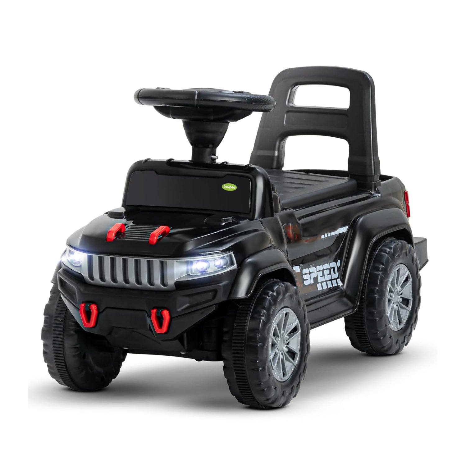 Speedy Push Ride-On Car 1–4 Years Music & LED Lights, High Backrest & Storage Basket