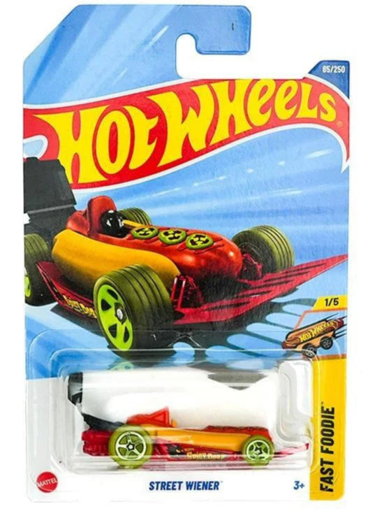 Hot Wheels Diecast Car - Street Wiener (Hot Dog Themed - Fast Foodie Edition)