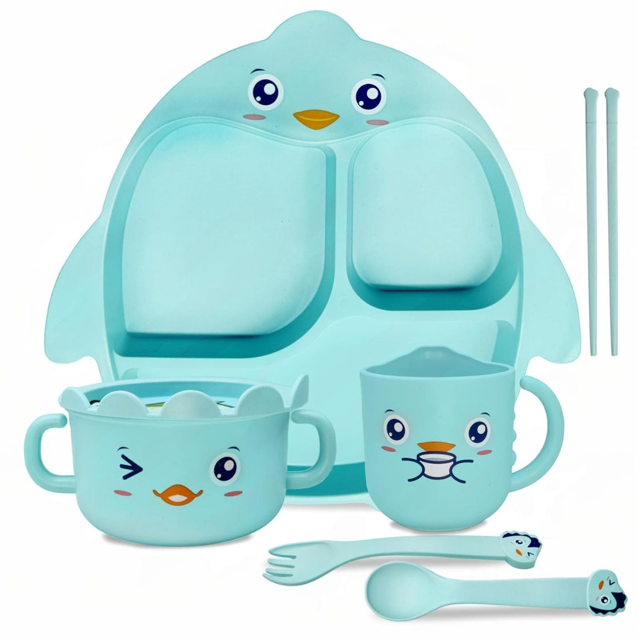 kidonex Bamboo Fiber Kids Plate Set