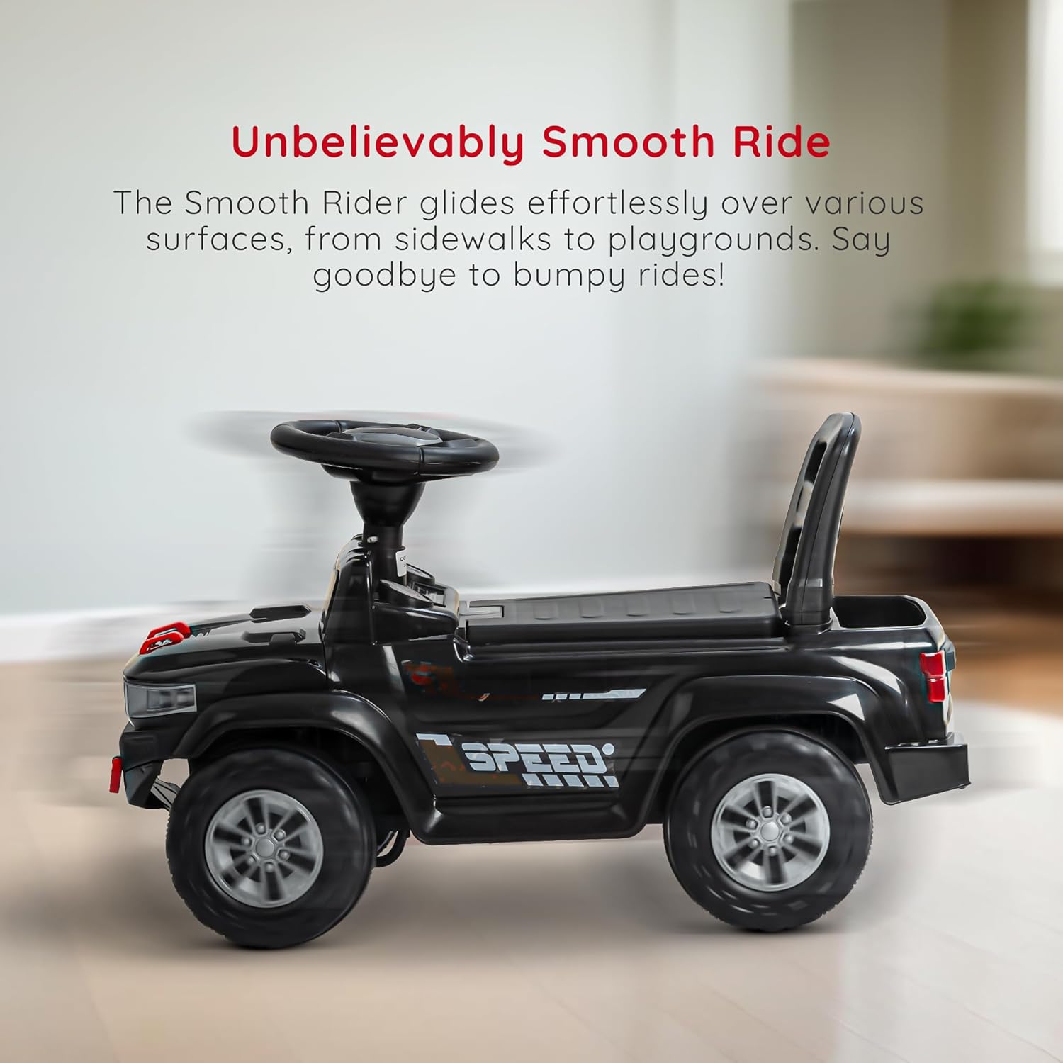 Speedy Push Ride-On Car 1–4 Years Music & LED Lights, High Backrest & Storage Basket