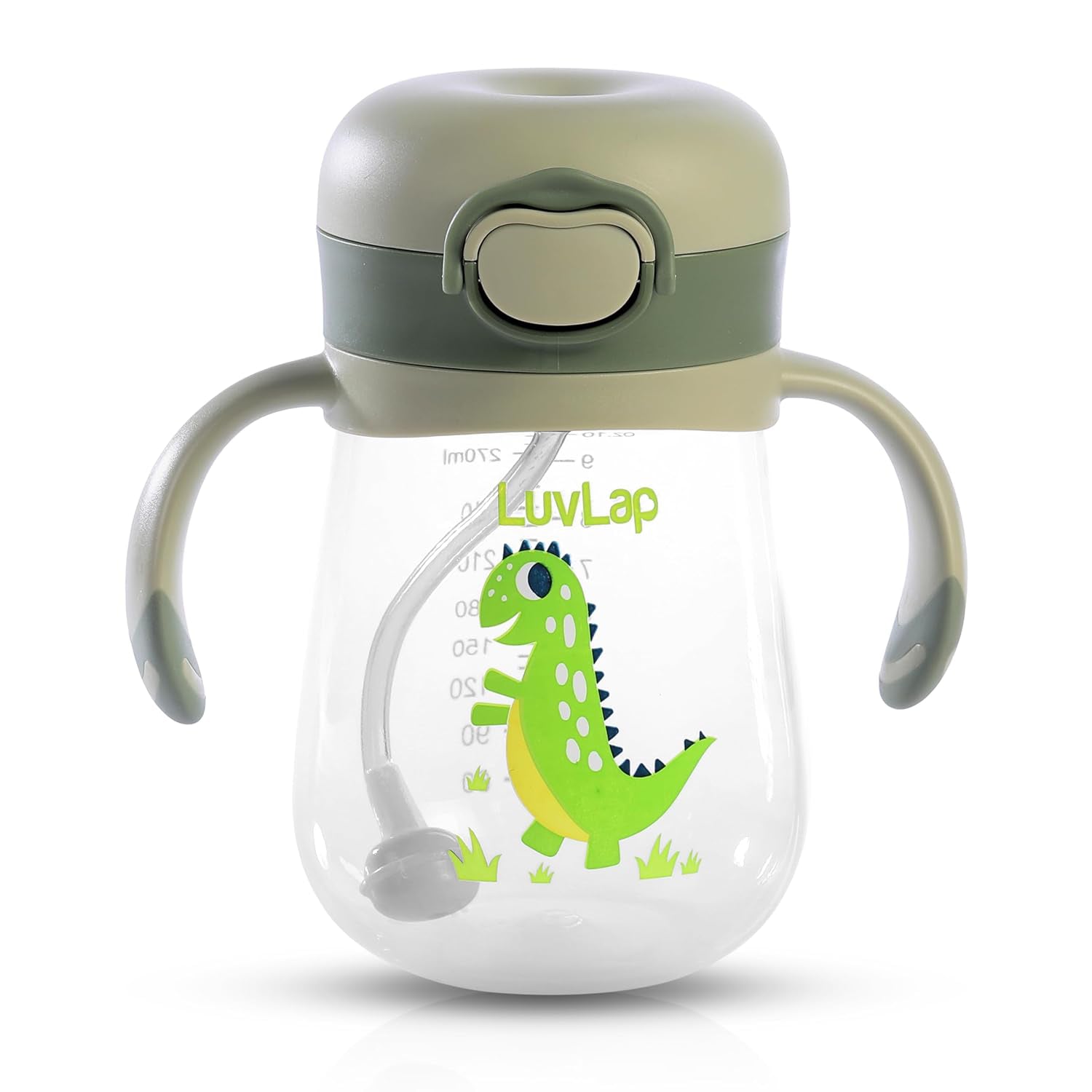 kidonex Dino Straw Sipper Bottle with Weighted Straw & Easy Grip Handles