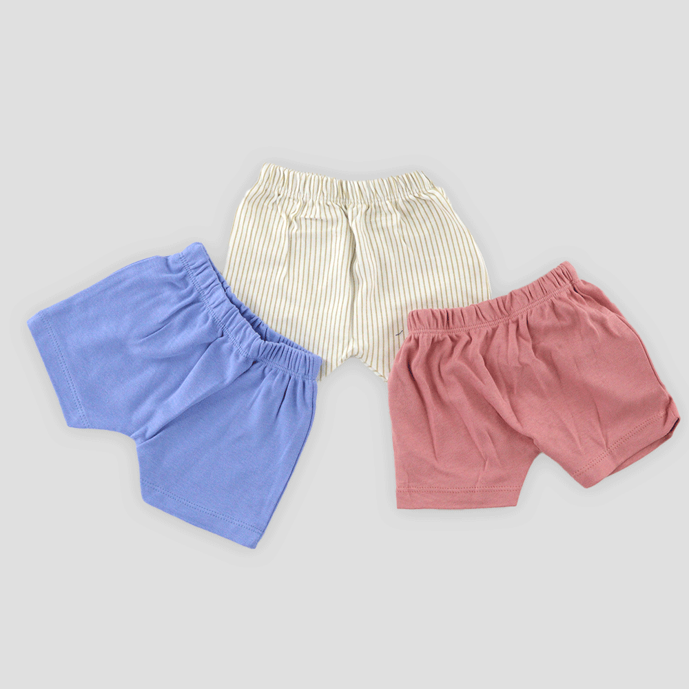 100% Organic Cotton Unisex Baby Shorts 3pcs Combo