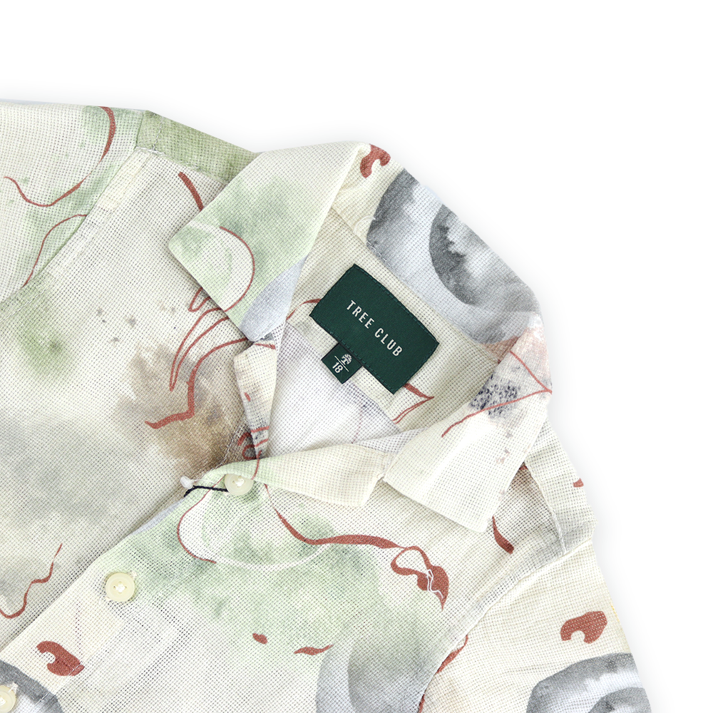 Linen Printed Spread Collar Casual  Shirt For Boys