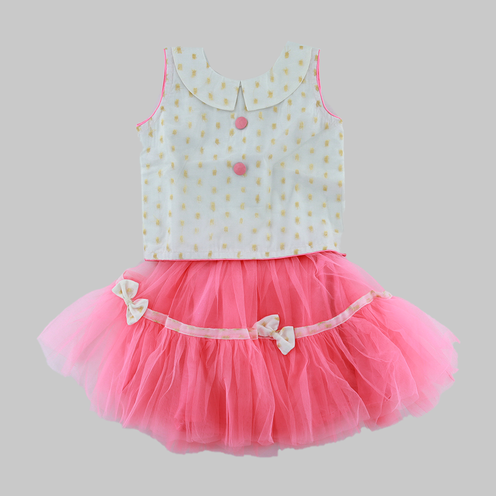 Girls Pink Party Wear Midi Set