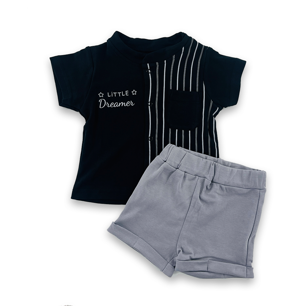 T-shirt and Short Set for  baby boy ( Black & Grey )
