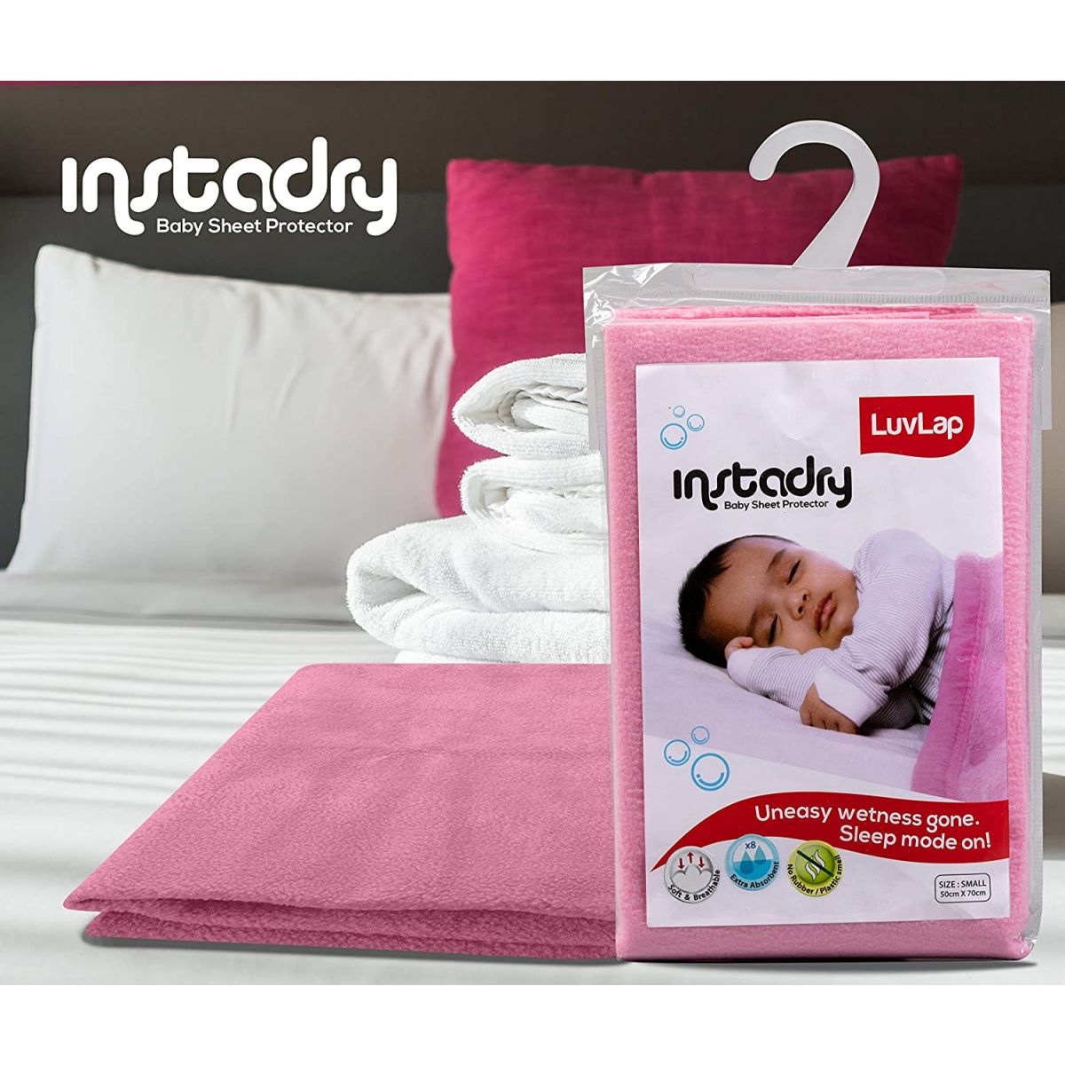 Luvlap Instadry Extra Absorbent Dry Sheet / Bed Protector - Pink