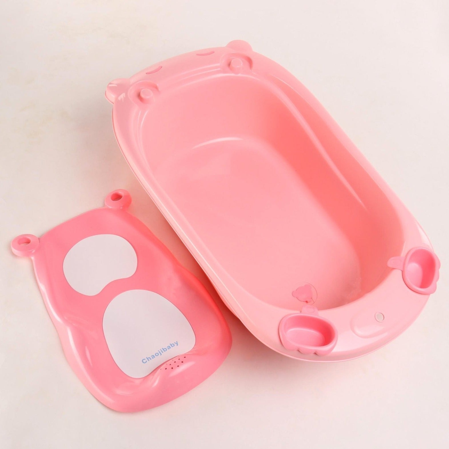 Baby Big Plastic Bathtub with Shower Mug Bath Toddler Seat 2 in 1 Baby Bathtub with Bath Sling