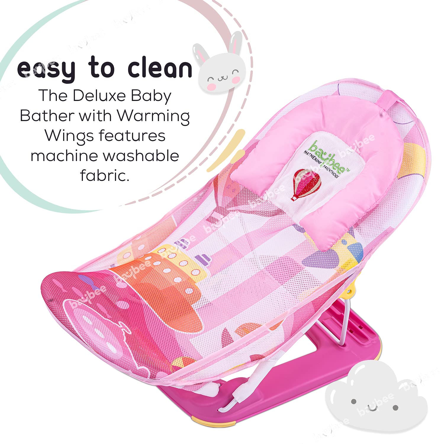 Baybee Anti-Skid Compact Baby Bather - Pink