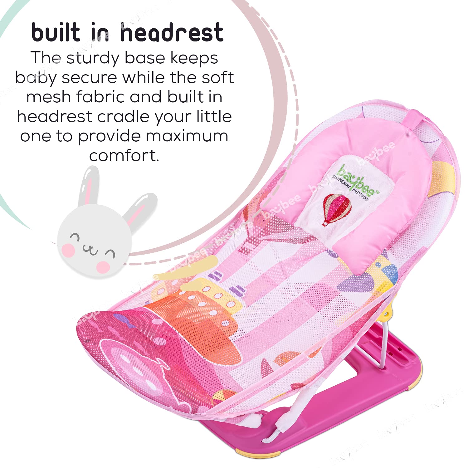 Baybee Anti-Skid Compact Baby Bather - Pink