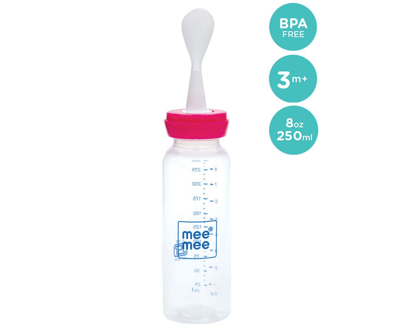 Mee  mee   Kids Baby Feeding Bottle Multifunctional Milk Feeder Bottle for Infant New born Toddler   2 in 1 Bottle With Spoon BPA Free  125 ml 3+Months